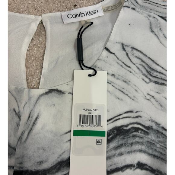NWT Calvin Klein Marbled Twist Front Sleeveless Blouse - L - Picture 4 of 5